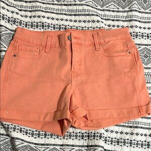 Old Navy Orange Jean Shorts Cuffed Hem Denim